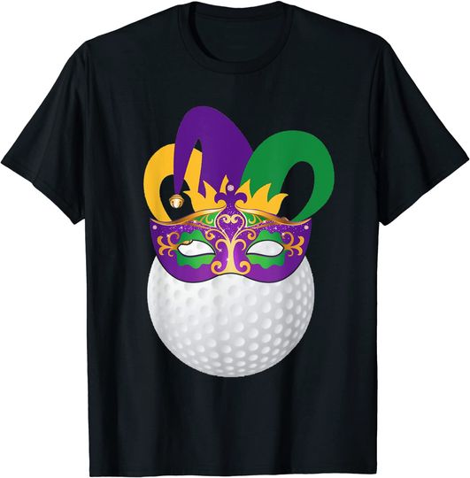 Golf Wearing Mardi Gras Carnival Mask Golf Lover T-Shirt