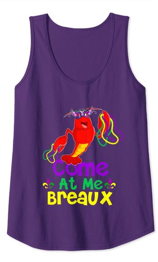 Come At Me Breaux Crawfish Beads Mardi Gras Carnival Tank Top