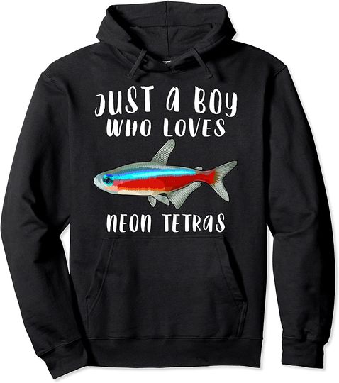 Just A Boy Who Loves Neon Tetra Pullover Hoodie