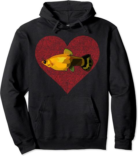 Mollies Valentines Day Fish Love Fingerprint Pullover Hoodie