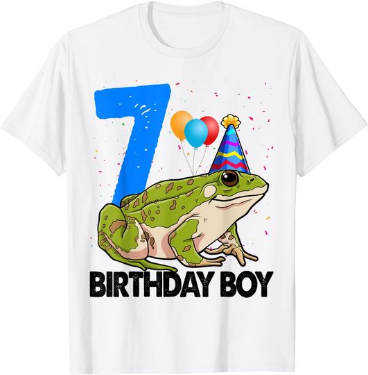 Birthday Boy 7 Frog Toodlers Frog Love T-Shirt