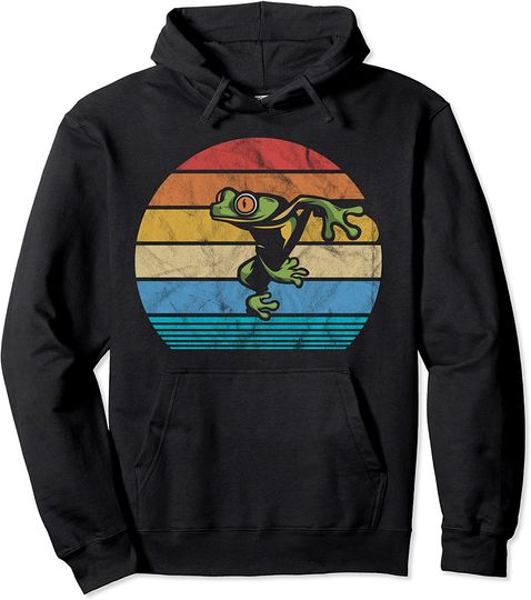 Red-Eyed Tree Frog Retro Amphibian Pet Lovers Pullover Hoodie