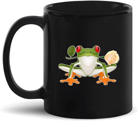 Red Eyed Tree Frog Travel Coffee Mugs Gift Ideas For Friends, Awesome Frog Black Coffee Mug