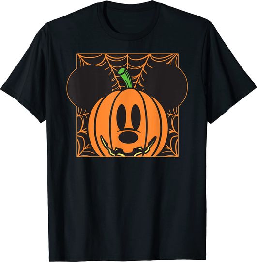 Mickey Mouse Pumpkin Web Halloween T Shirt