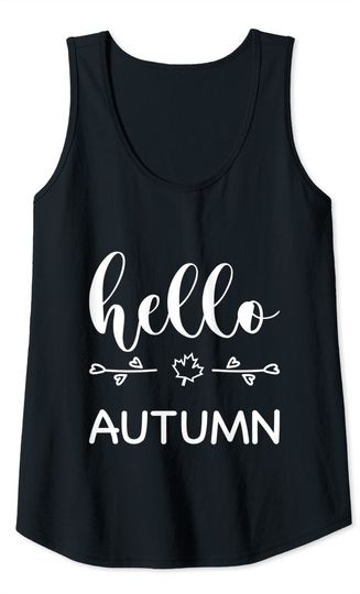 Thanksgiving graphic tee Hello Autumn With A Heart Arr Tank Top
