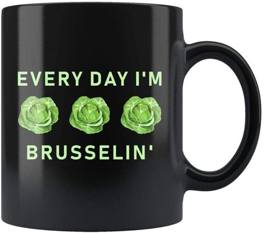 Farmer Vegan Mug, Vegetarian Gift, Brussel Sprout