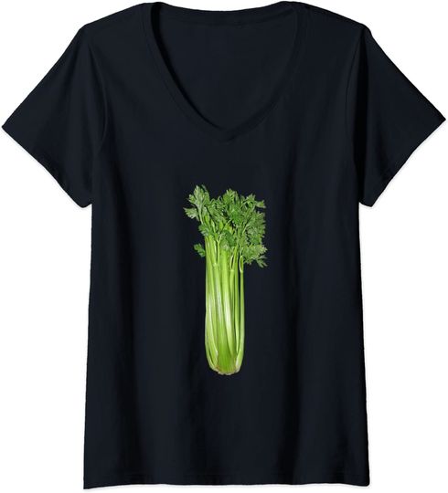 Celery Image Halloween Vegetable Costume V-Neck T-Shirt