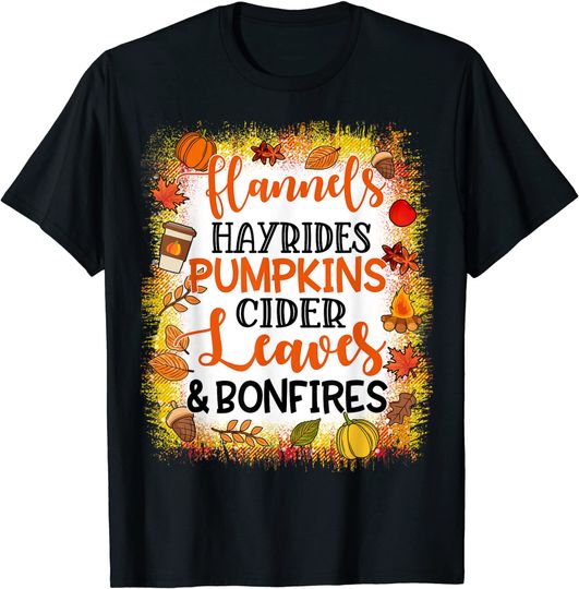 Pumpkin Spice Hayrides Falling Leaves Bonfires Apple Cider T-Shirt
