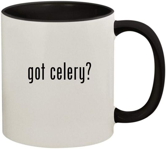 got celery? Ceramic Colored Handle and Inside Coffee Mug Cup, Black