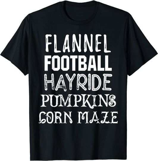 Corn Maze Pumpkins Hayride Football Fall Thanksgiving Season T-Shirt