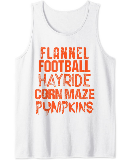 Football Hayride Corn Maze Pumpkins Fall Season Tank Top