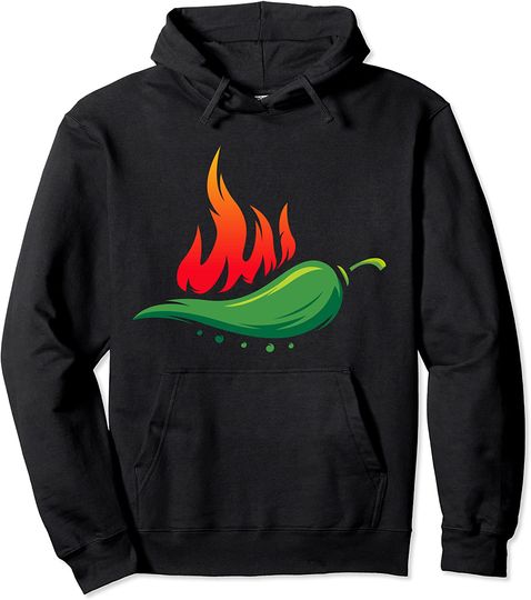 Flaming Hot Jalapeno Pepper for Spicy Mexican Food Lover Pullover Hoodie