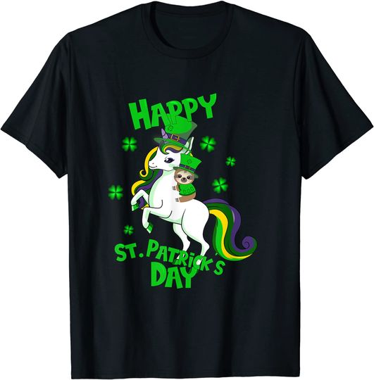 Unicorn baby sloth Happy St. Patty's Day for boys and girls T-Shirt