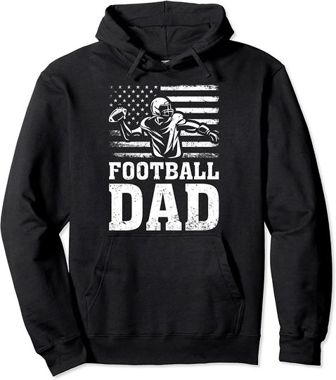 Football Dad American Flag Football Pullover Hoodie