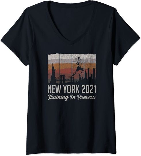 New York 2021 Training In Progress Great Marathon Souvenir V-Neck T-Shirt