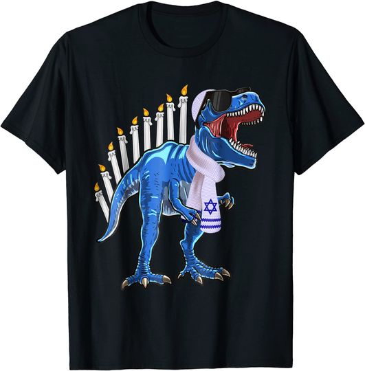 T Rex Dinosaur Hanukkah T-Shirt