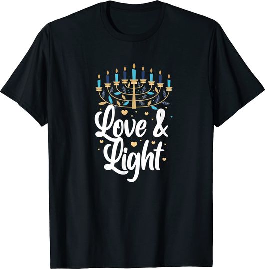 Love & Light Hanukkah Chanukah Jewish Menorah T-Shirt