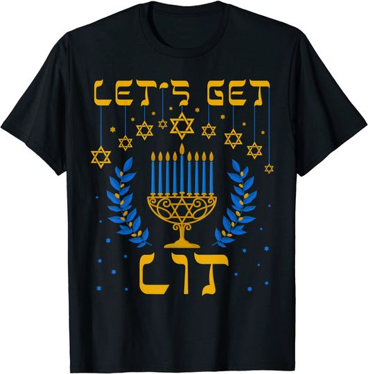 Let's Get Lit Hanukkah Jew Menorah T-Shirt
