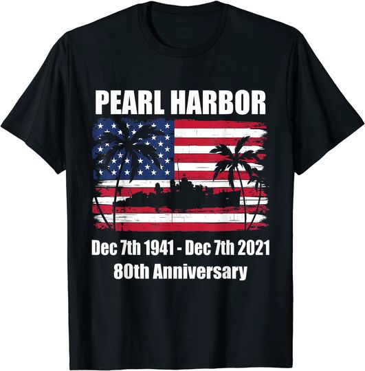 Vintage Pearl Harbor 80th Anniversary Flag T-Shirt