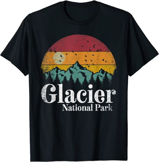 Glacier National Park Retro Style Hiking Vintage Camping T-Shirt