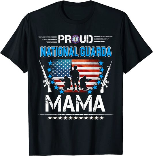 Proud Army National Guard Mama Veteran US Flag Patriotic T-Shirt