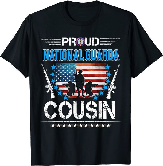 Proud Army National Guard Cousin Veteran US Flag Patriotic T-Shirt