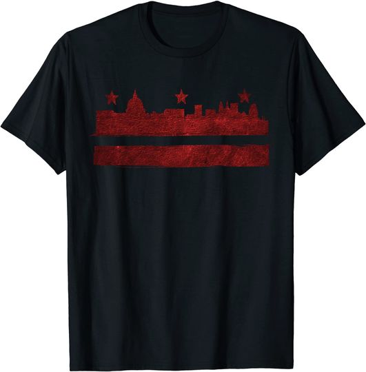 Vintage Skyline Washington Dc Flag Cities Usa Pride T Shirt