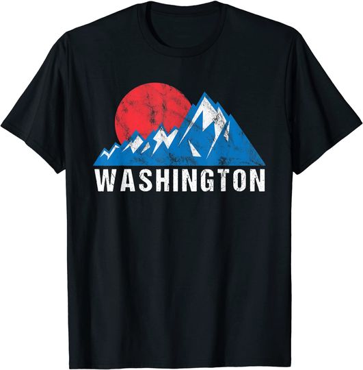 Retro Vintage Washington USA Mountains T Shirt