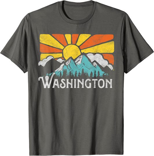 Washington Retro Mountains & Sun T Shirt