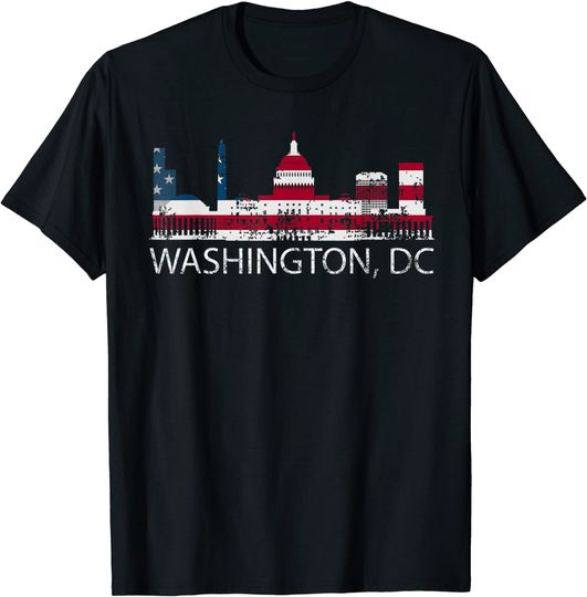 Washington DC Capitol Hill USA Flag Souvenir T Shirt