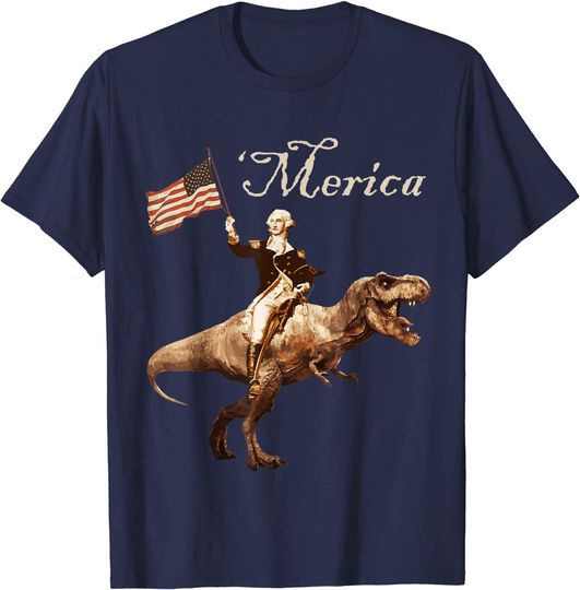 George Washington Riding A Tyrannosaurus Rex T Shirt