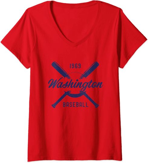Vintage Look Distressed Washington 1969 Baseball USA T Shirt