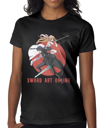Anime Sword Art Online Kirito and Yuuki Asuna T Shirt Female Round Neck Short Sleeve Stylish Sport Tshirt