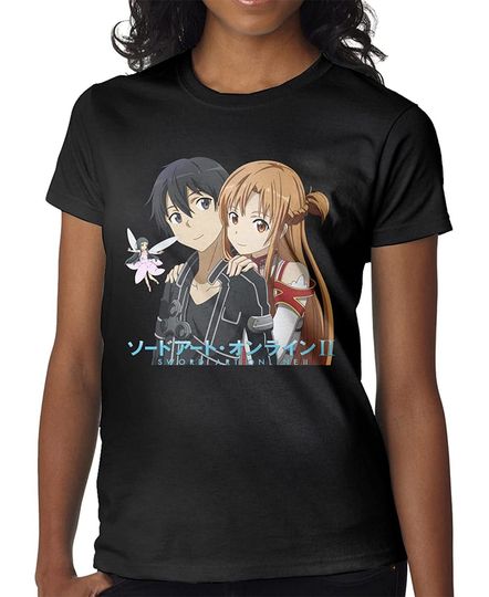 Anime Sword Art Online Kirito and Yuuki Asuna T Shirt Female Round Neck Short Sleeve Fashion Sport Shirts
