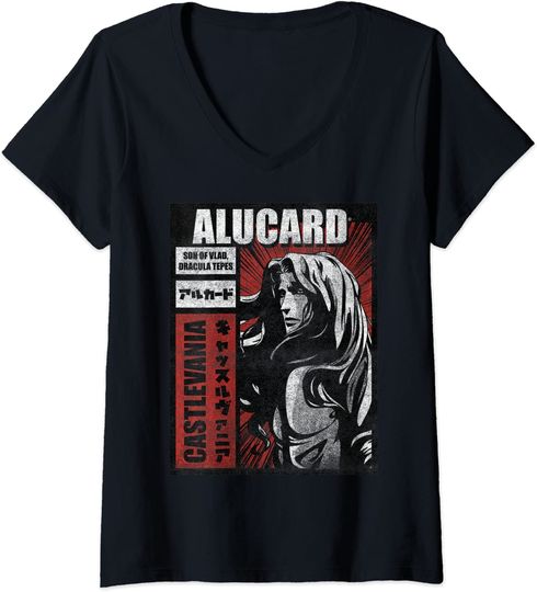Castlevania Alucard Kanji Poster V-Neck T-Shirt