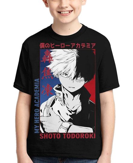 Academia Shoto Todoroki Shirts Crew Neck Boys' Anime T Shirt Tops
