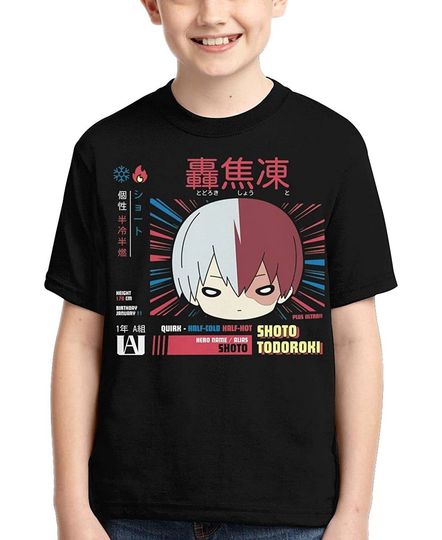 Shoto Todoroki Shirts Crew Neck Kids Anime T-Shirt 3D Print T Shirts Tops