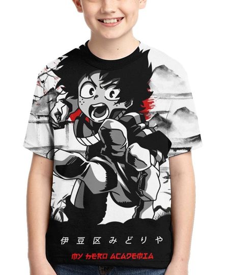 Izuku Midoriya Crew Neck Boys' Anime 3D Print T Shirt Tops