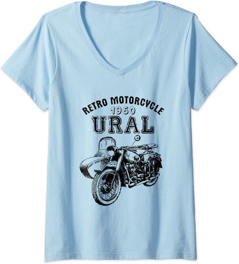 Motorcycle Ural T-Shirt - Vintage Sidecar Motorbike V-Neck T-Shirt