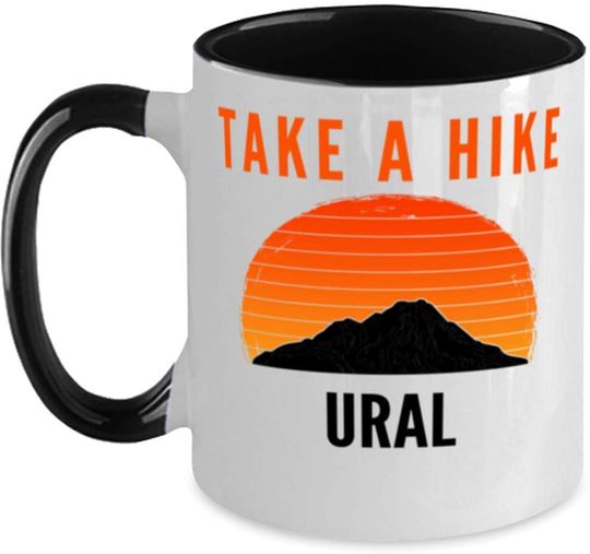 Take A Hike Ural Mountains Black Two Tone Coffee Mug