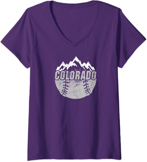 Colorado Baseball Rocky Mountains Design V-Neck T-Shirt