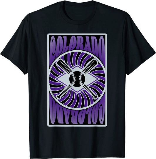 Colorado Baseball Hippie Graphic Design T-Shirt