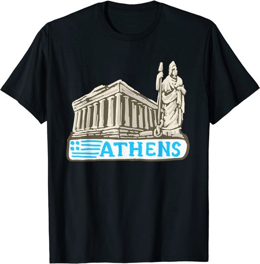 Athens Greece Flag Parthenon T Shirt