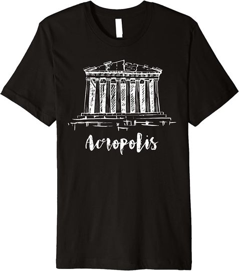 Parthenon Acropolis Of Athens Greece Sketch Sights Drawing Premium T Shirt