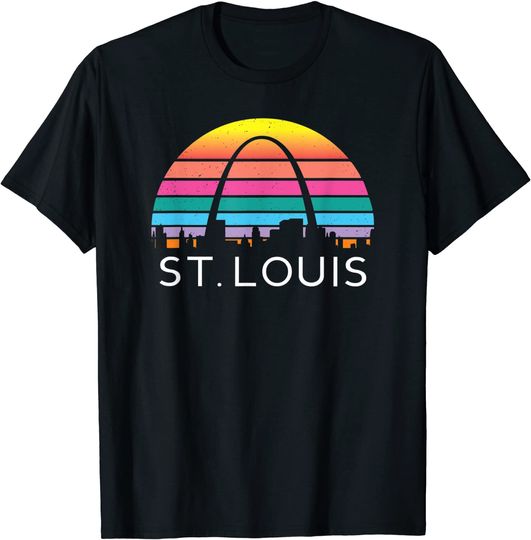 St Louis Missouri Gateway Arch Retro Mississippi River T Shirt