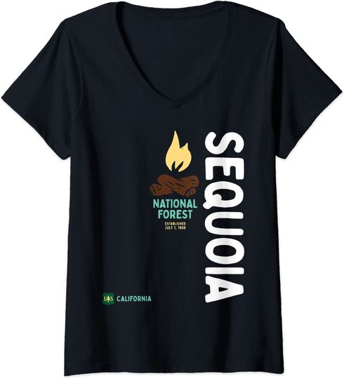 Sequoia National Forest Vertical California V-Neck T-Shirt