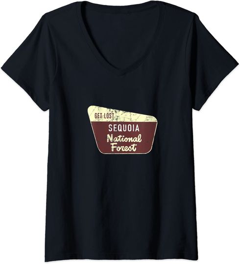 Get Lost Sequoia National Forest Outdoors Hiking Camping V-Neck T-Shirt