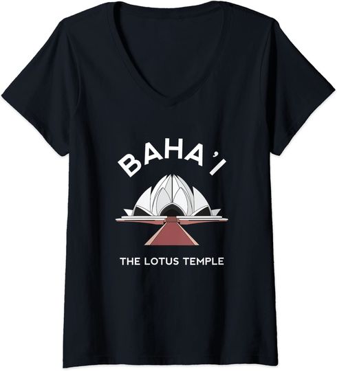 Baha'i Lotus Temple Spiritual Faith All Religion Equality V Neck T Shirt