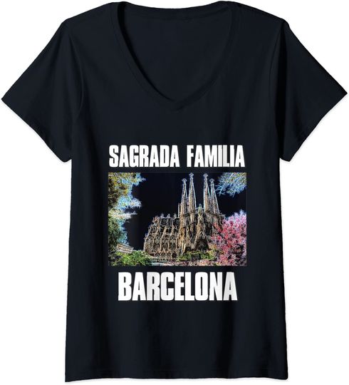 Sagrada Familia Barcelona V Neck T Shirt