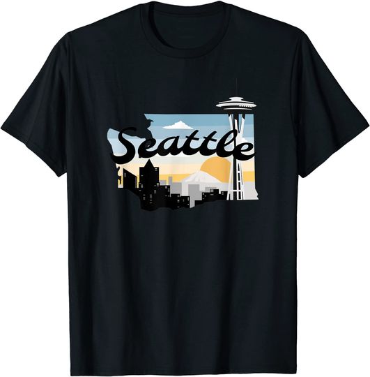 Seattle Skyline Sunset Space Needle T Shirt